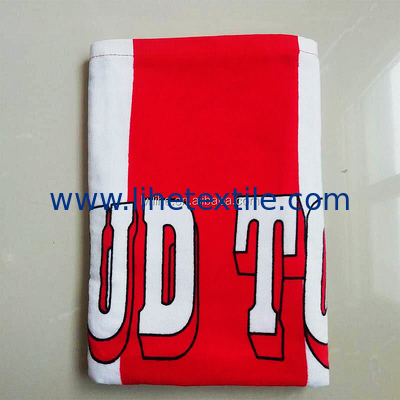 100% Cotton Terry Velour 2 Person Beach Towel Custom Print The Maple Leaf White And Red Striped Beach Towel With Logo