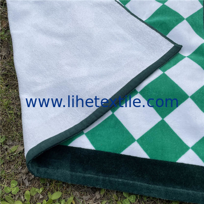 Wholesale High Quality Bath Towel Custom Printed Green Elements Of A Checkerboard Grid 100% Cotton Beach Towel
