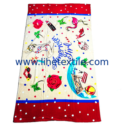 Manufacturer supply oversize 100%Cotton Custom Logo Velour Beach Towel Terry Printed Cotton Beach Towels