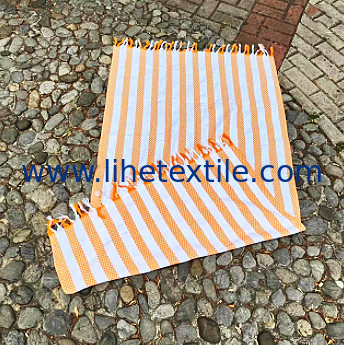 Custom Printed Jacquard Stripe Cotton Bath Towel Sand Free Turkish Beach Towel With Tassel Cotton Turkish Beach Towel