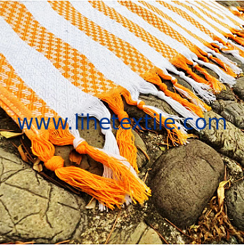 Custom Printed Jacquard Stripe Cotton Bath Towel Sand Free Turkish Beach Towel With Tassel Cotton Turkish Beach Towel