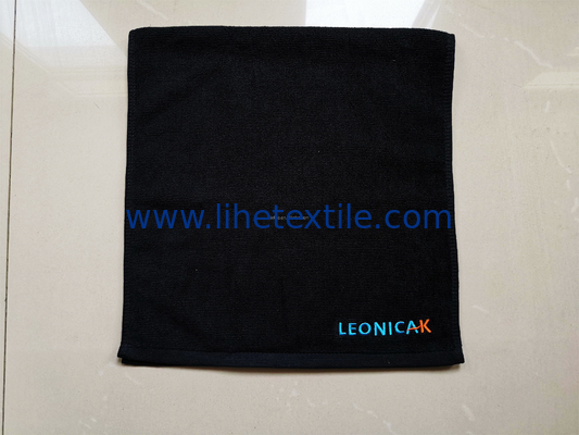 Wholesale 100% cotton plain black hand towel with embroidery logo sport gym towel