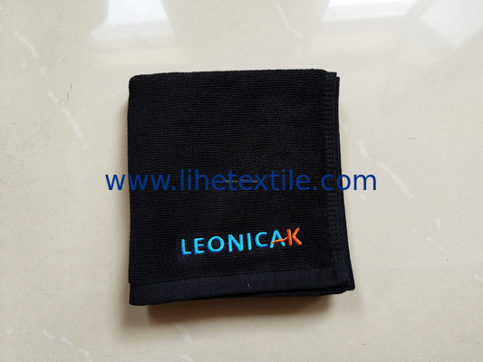 Wholesale 100% cotton plain black hand towel with embroidery logo sport gym towel