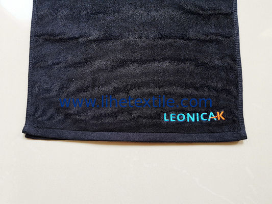 Wholesale 100% cotton plain black hand towel with embroidery logo sport gym towel