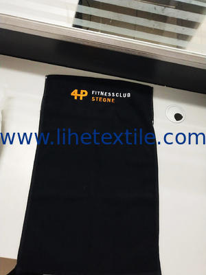Wholesale customized 100% cotton embroidered logo black towel gym sports towel with pocket