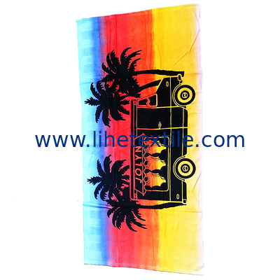 Large Beach Towel Reactive Printing 100% Organic Cotton Velour Terry Summer Bath Beach Towels