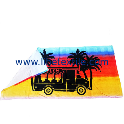 Large Beach Towel Reactive Printing 100% Organic Cotton Velour Terry Summer Bath Beach Towels