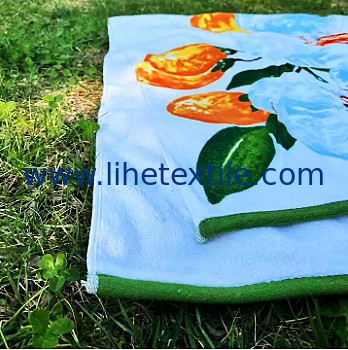 Wholesale custom 100% cotton selling colourful the tulip flower design reactive printed well absorption soft beach towel