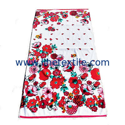 Wholesales export factory price  custom 100% cotton digital printing flower beach towel with logo