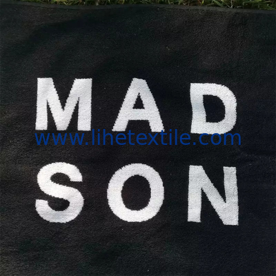 Black and white striped jacquard beach towel cotton terry woven yarn dyed jacquard towel custom luxury jacquard towels