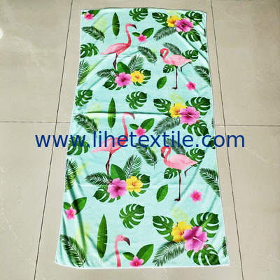 Wholesale Custom Microfiber Flamingo and Flower Printed  Beach Towel