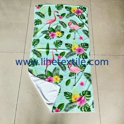 Wholesale Custom Microfiber Flamingo and Flower Printed  Beach Towel