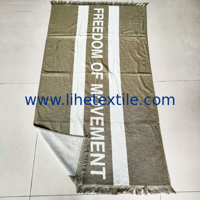 High quality plush 100% organic cotton velour heavy custom cabana stripe jacquard printed terry beach towel with logo