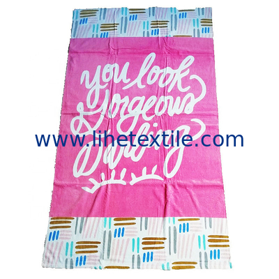 Reactive Printed 100% Cotton Rectangle Large Oversized Terry Cotton Beach Towel