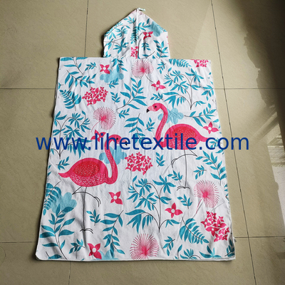 digital printed logo surf hooded poncho towel with pocket