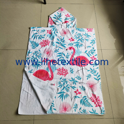 digital printed logo surf hooded poncho towel with pocket