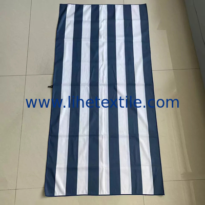 Small MOQ  Recycled Microfibre  oversized quick dry beach towel with logo stripe