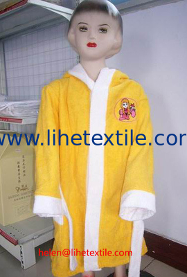100% cotton children bath robe, pink , yellow , blue , white