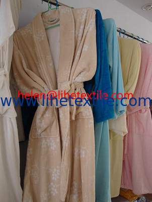 bathrobe , bath shirt , yellow , blue , white color , 100% cotton