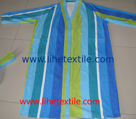 bathrobe , bath shirt , yellow , blue , white color , 100% cotton
