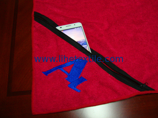 personalized gym fitness towel with zip pocket