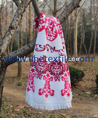 round beach towel printed with tassel customer design , dia 150cm