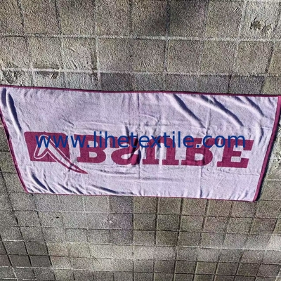100% cotton velour woven jacquard custom logo beach towel