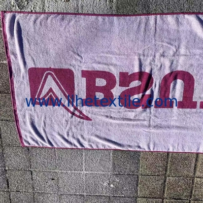 100% cotton velour woven jacquard custom logo beach towel