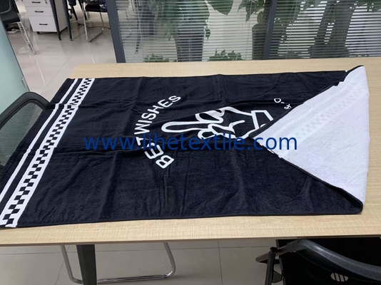 Good Quality 100% Cotton Printed Promotion Beach white Bath Towel Custom