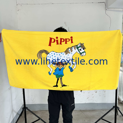 Customized logo printing 100% cotton beach towel logo printing