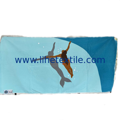 Customized logo printing 100% cotton beach towel logo printing