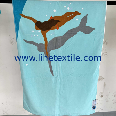 Customized logo printing 100% cotton beach towel logo printing