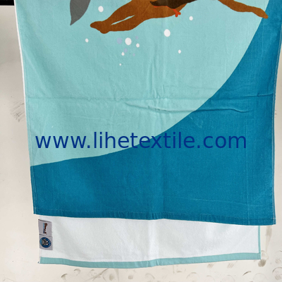 Customized logo printing 100% cotton beach towel logo printing