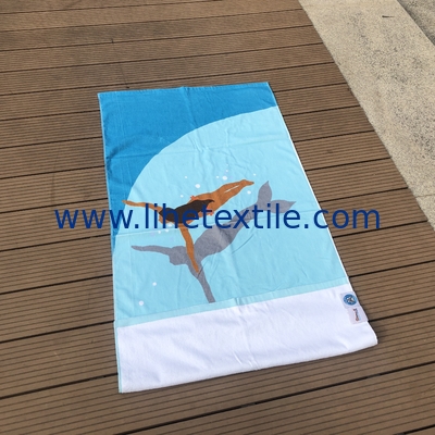 Customized logo printing 100% cotton beach towel logo printing