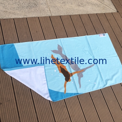 Customized logo printing 100% cotton beach towel logo printing