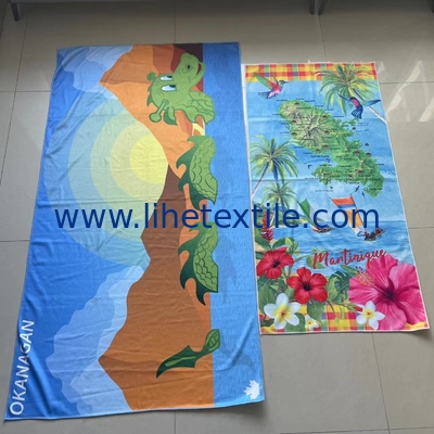 Oversized  kids eco friendly light weight print microfiber beach towel custom sand free beach towel