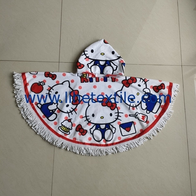 Newest Selling custom design microfiber print  poncho beach towel kids poncho beach towel