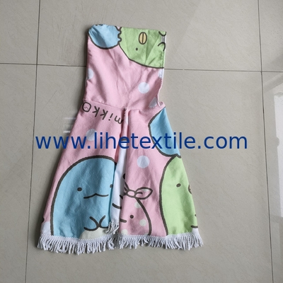 Hotsale round microfiber custom  poncho towel kids printing beach tassel poncho beach towel