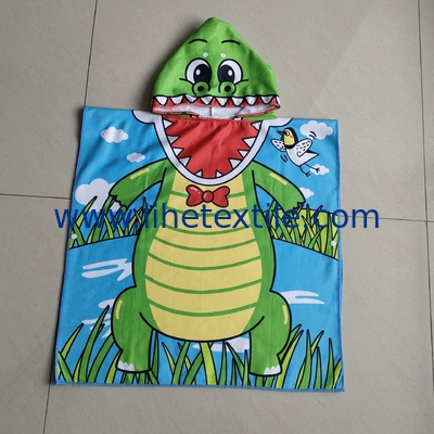 Hotsale microfiber custom  poncho towel kids printing beach  poncho kids cartoon beach towel