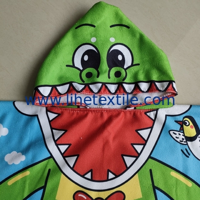 Hotsale microfiber custom  poncho towel kids printing beach  poncho kids cartoon beach towel