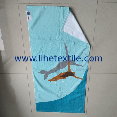 wholesale  100% cotton  animal print beach towel custom print kids ocean animal cartoon beach towel