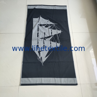 Wholesale 100%  cotton jacquard light weight beach towel custom sublimation sand free luxury beach towel