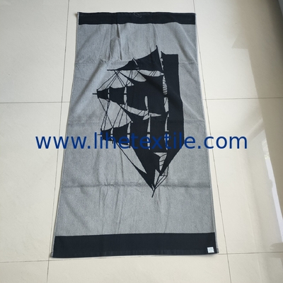 Wholesale 100%  cotton jacquard light weight beach towel custom sublimation sand free luxury beach towel