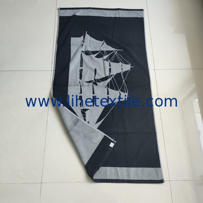 Wholesale 100%  cotton jacquard light weight beach towel custom sublimation sand free luxury beach towel