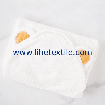 High water absorption soft fabric kids white bamboo fiber  bath towels baby wearable bath towel