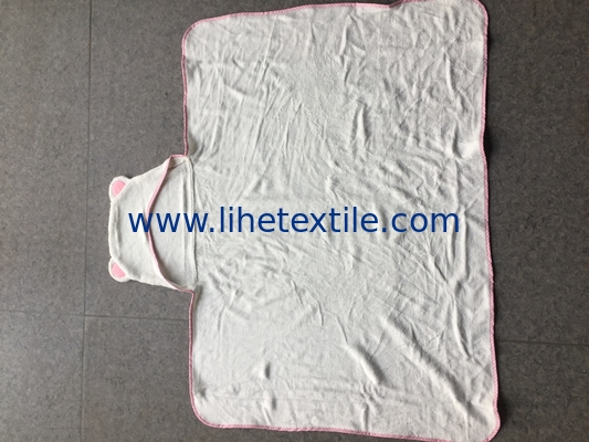 Wholesale organic bamboo hooted baby bath towel large  white embroidery kids cartoon bath towel with hood