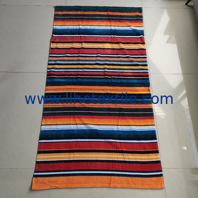 Amazon hot sale 100% cotton custom designer print with logo sublimation beach towels oversized stripe beach towel