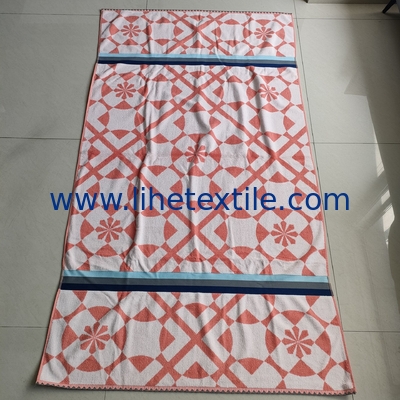 Oversized  100% cotton yarn-dyed jacquard organic beach towel custom sublimation luxury beach towel