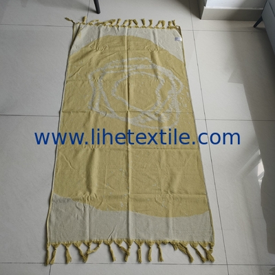 wholesale light weight beach towel polyester cotton with tassel custom oversized recycled  turkish beach towel