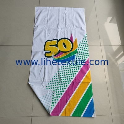New design light weight summer beach towel with logo custom sublimation white cotton  printed beach towel